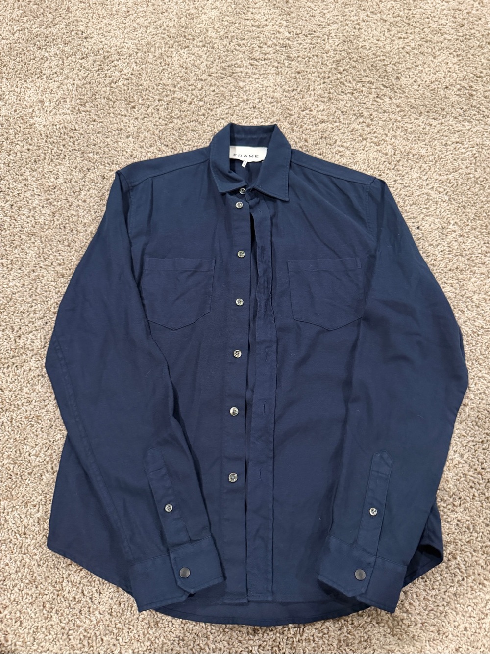 Frame Denim Men's Deep Navy Long-Sleeve Button-Down Shirt